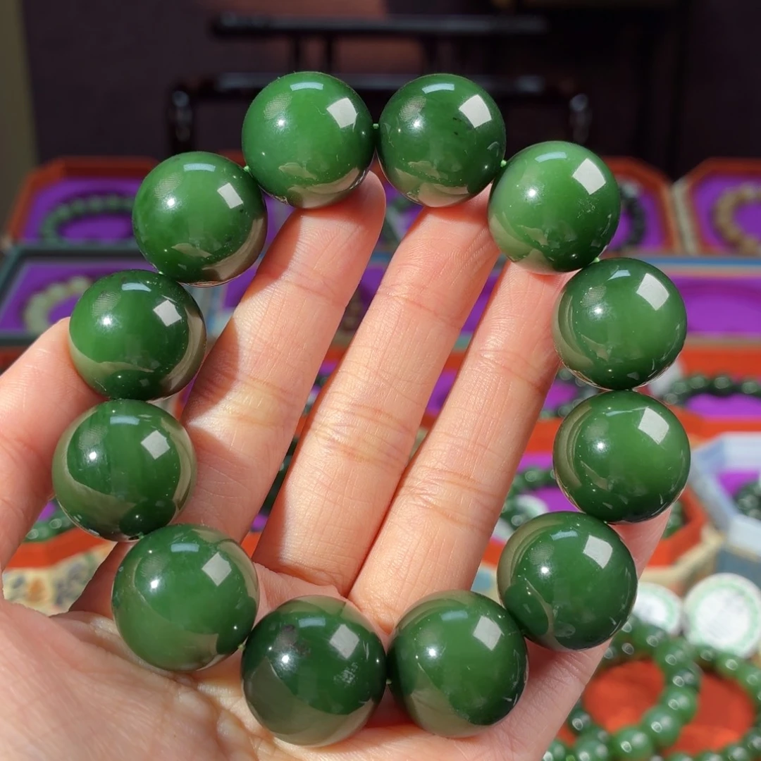 F***油和田玉（碧玉）未镶嵌手串