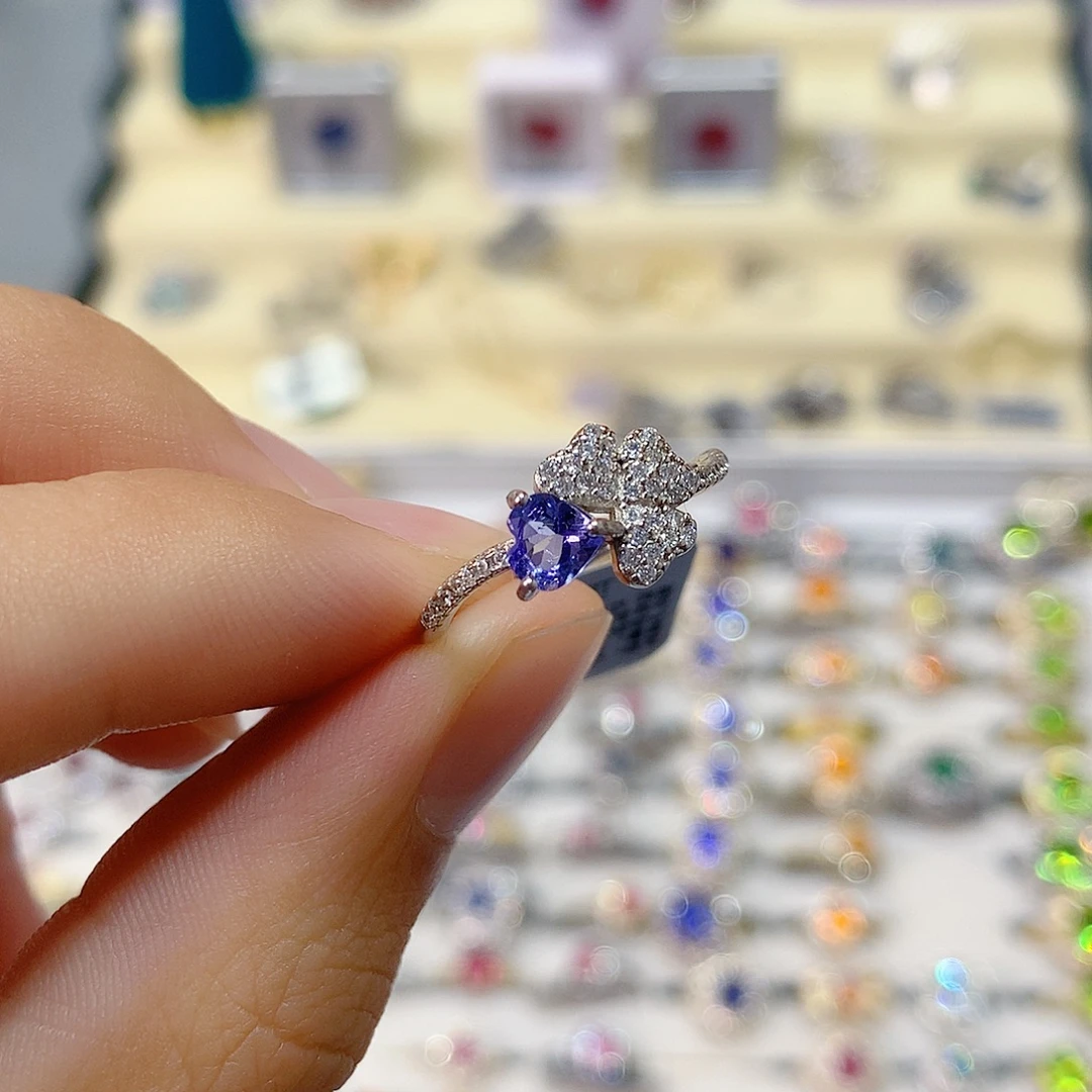 戒指坦桑石银S925镶嵌