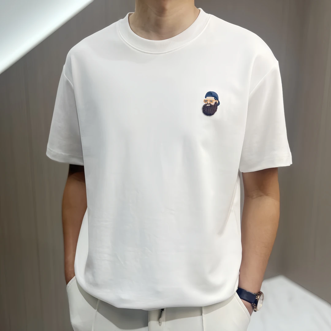 夏季新款男士短袖t恤设计款圆领百搭休闲时尚