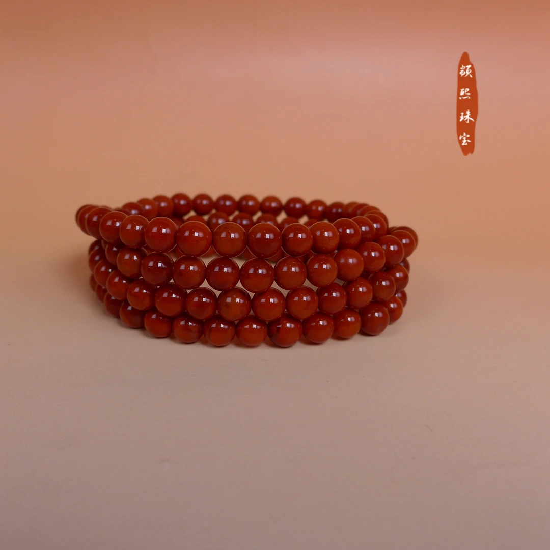 原矿南红肉底火焰纹多圈6mm手串气质轻奢时尚简约精美