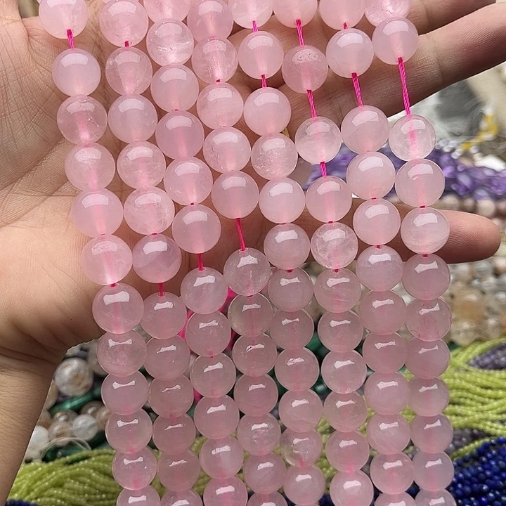 未镶嵌玛瑙/玉髓珠宝半成品一条12mm粉晶