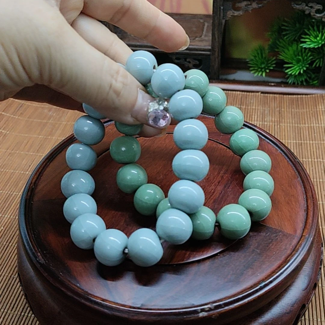 汝瓷手串，豆青釉，1.4珠(一串价）喜欢那个釉色您备注