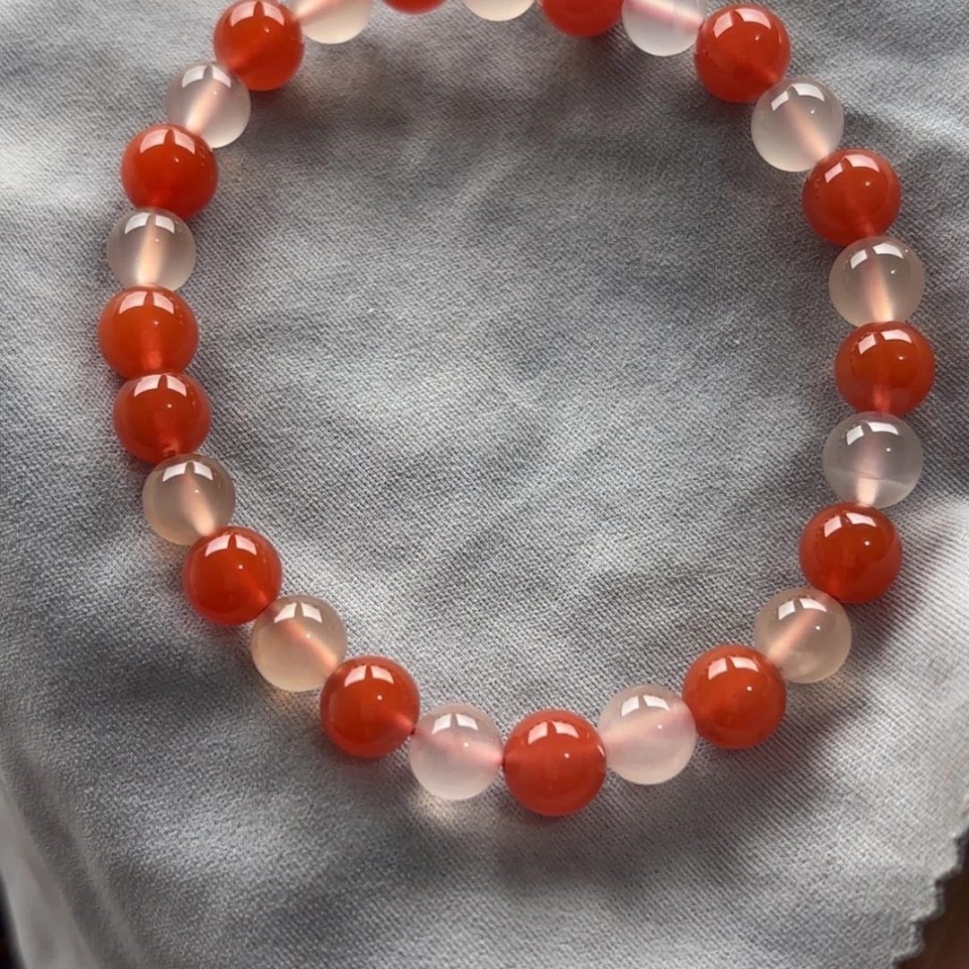 南红玛瑙未镶嵌手串保山天然原矿锦鲤配色