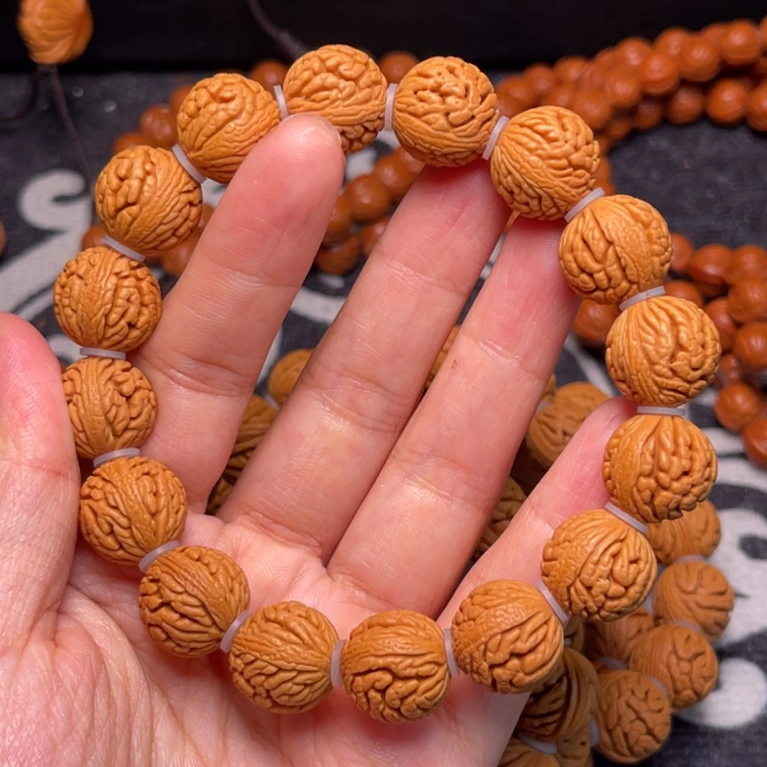 桃核手串龙纹绣球14