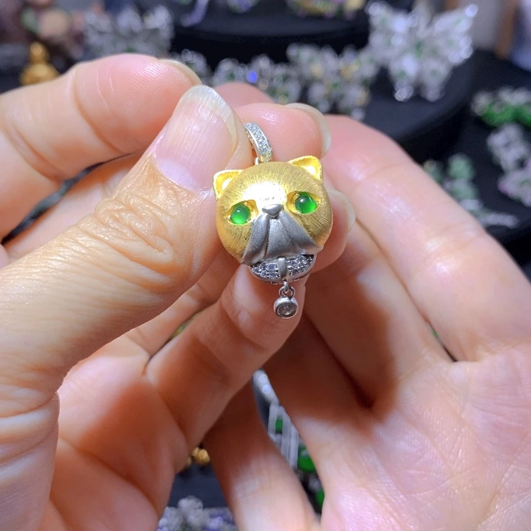 翡翠银S925镶嵌颈饰天然翡翠