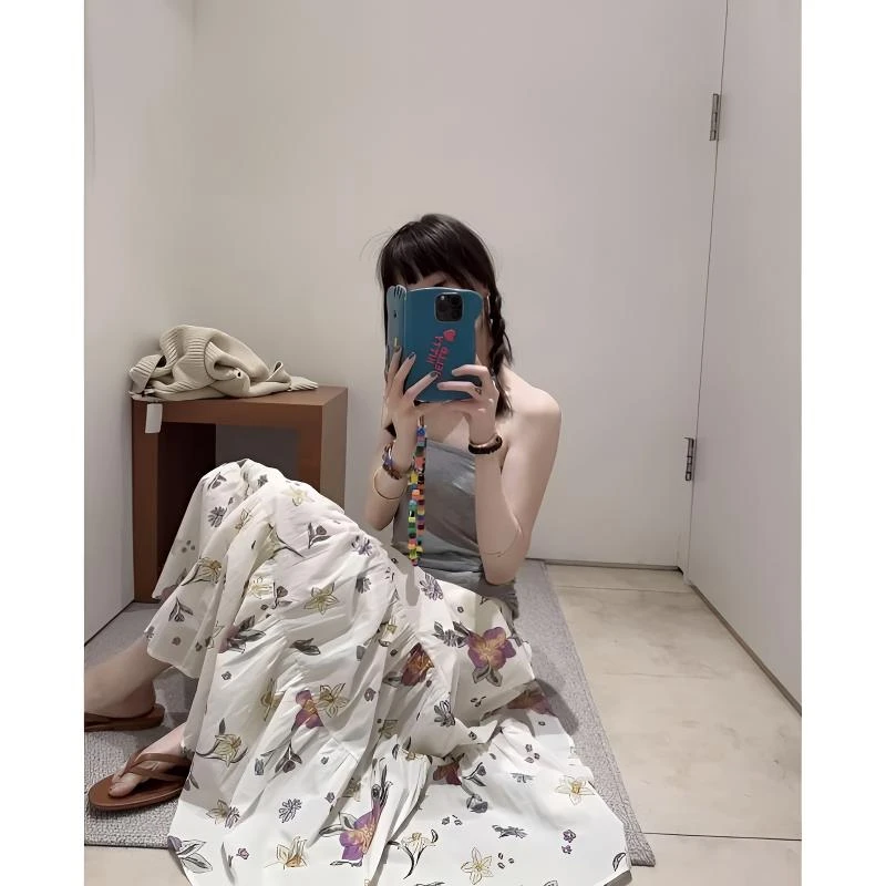 水洗定制棉花色法式时尚百搭夏季显瘦中式长裙 632