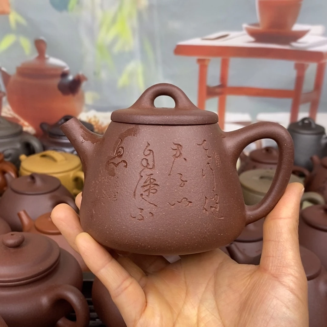 茶壶紫砂风釉200ccccc羊角山紫泥山水