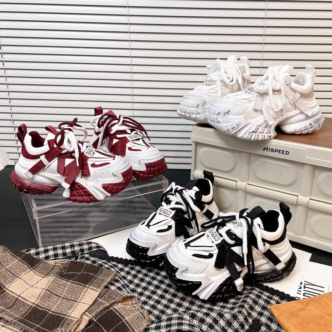 F~韩国做旧脏脏老爹鞋女拼色2025年新款增高运动鞋踩屎感休闲鞋