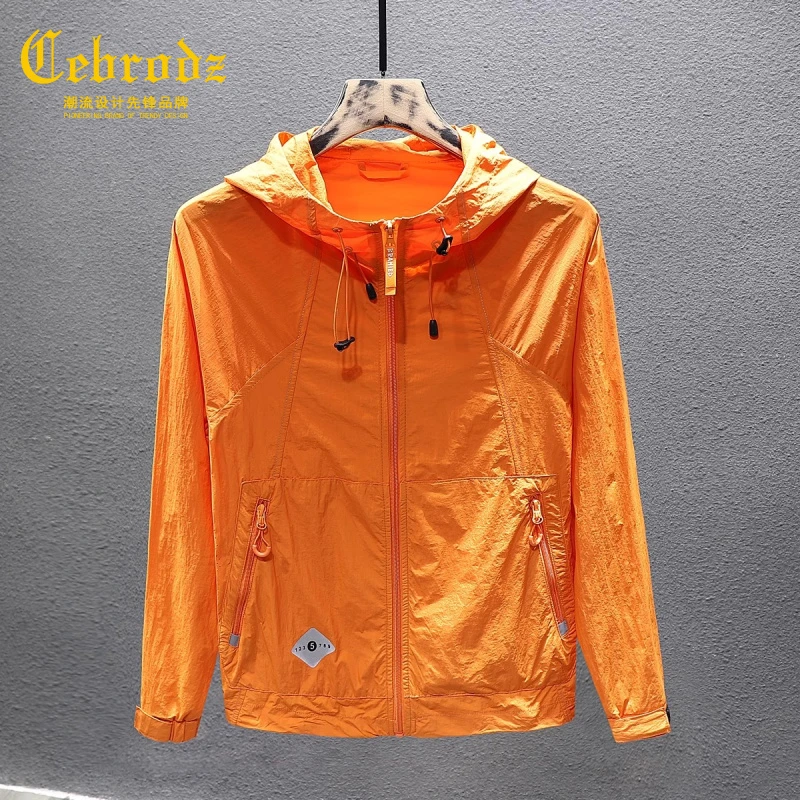法国Cebrodz夏季冰丝连帽防晒衣男外套工装宽松速干防晒服上衣