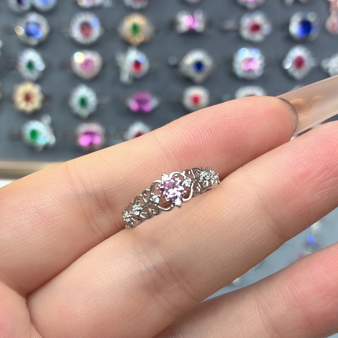 925银培育帕帕拉恰色粉蓝宝