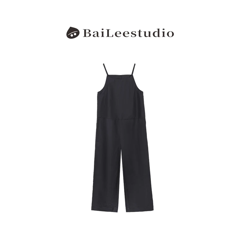 【柏栗良品】2025夏季新品~经典简约百搭舒适净版吊带连体裤0826
