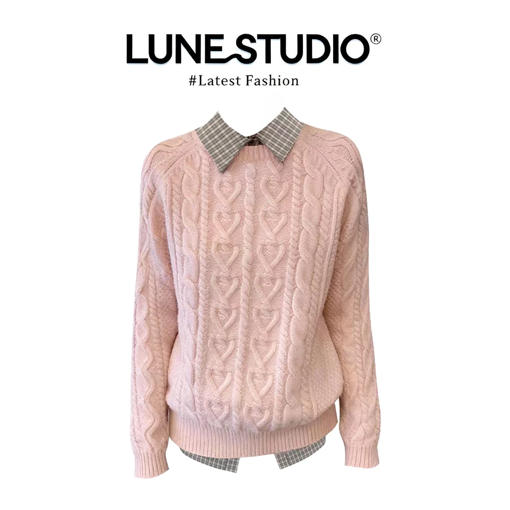 韩系学院风时尚套装女灰色针织马甲叠穿长袖上衣秋季两件套