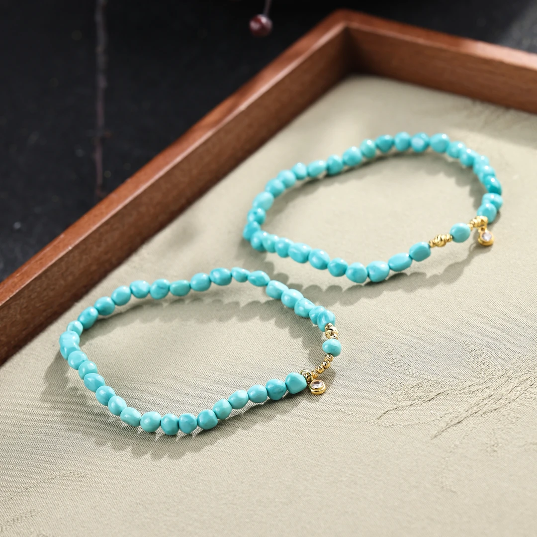 【举石优选】S0928-S3793-46绿松石手串18k(一件/多样性/约3-4mm）Z