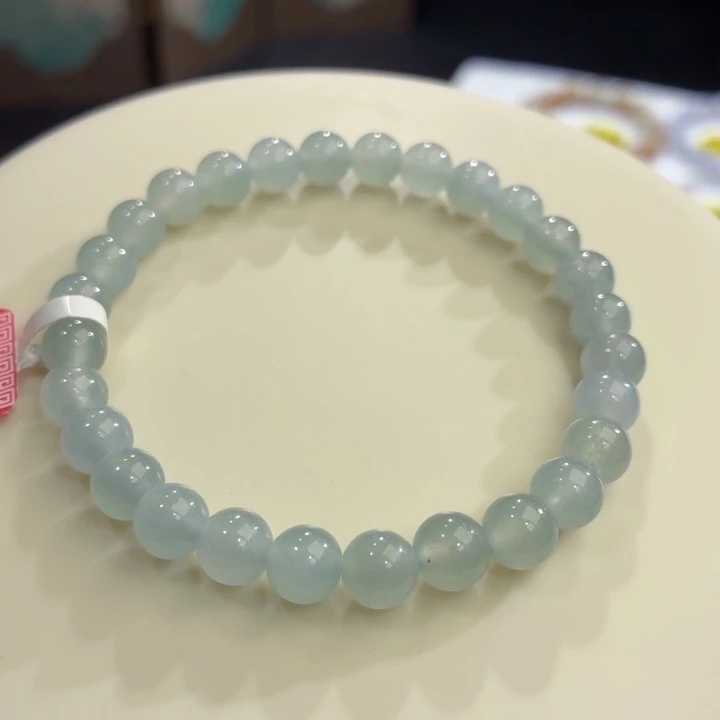 翡翠未镶嵌手链冰胶蓝紫卡6.8