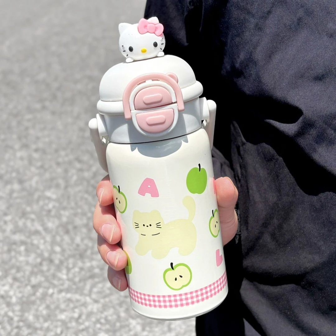 可爱不锈钢保温杯女生高颜值316水杯新款kitty学生便携儿童吸管Z