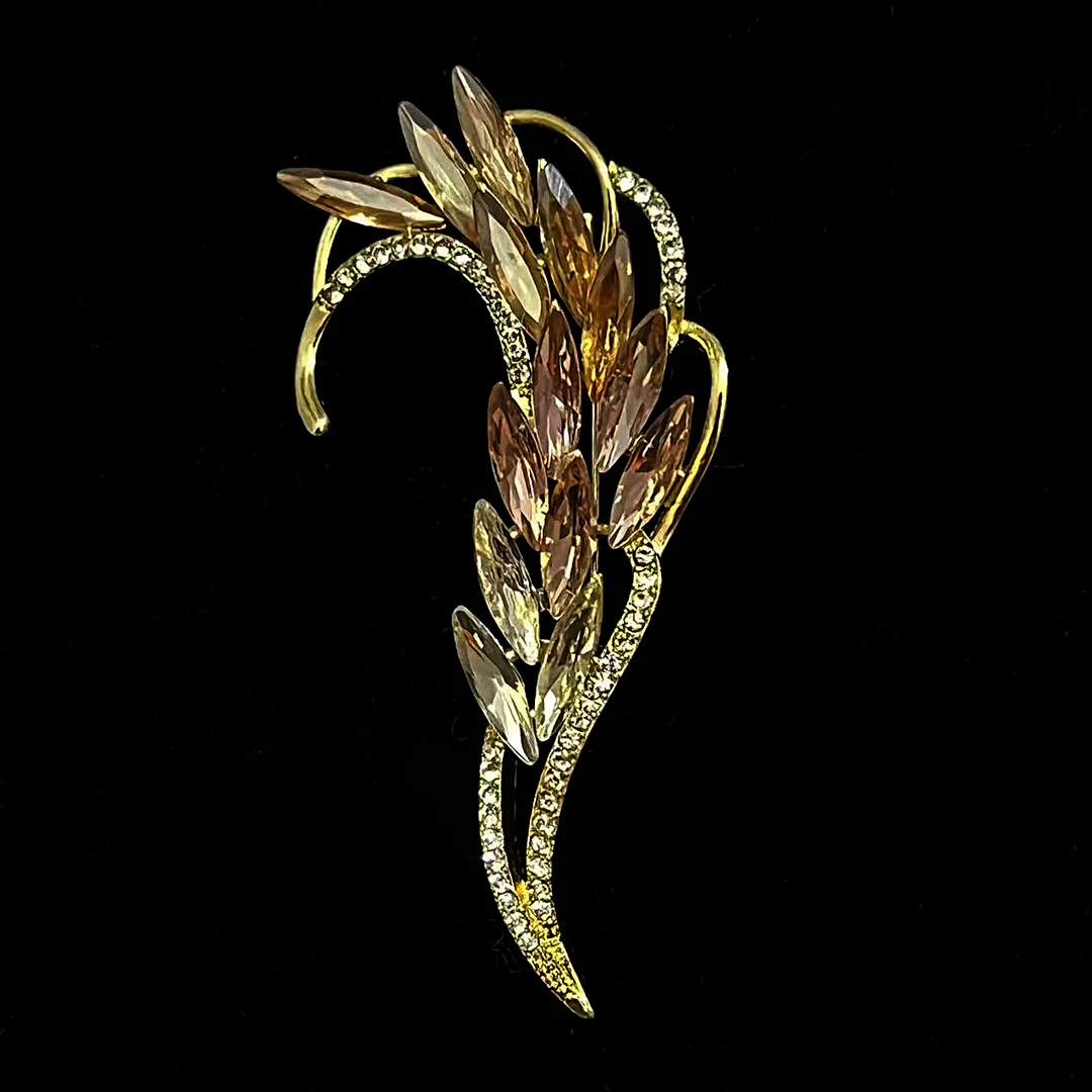 锌合金仿水晶胸针 xz4867麦穗云