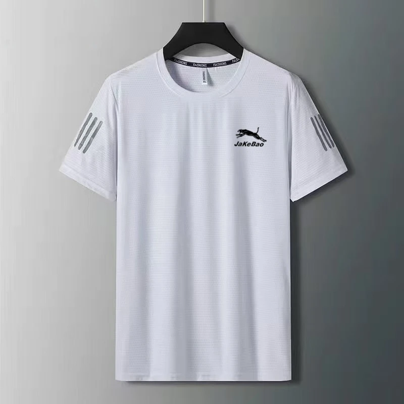 上班干活短袖薄款冰丝透气运动速干短袖圆领半袖简约夏季男人短袖