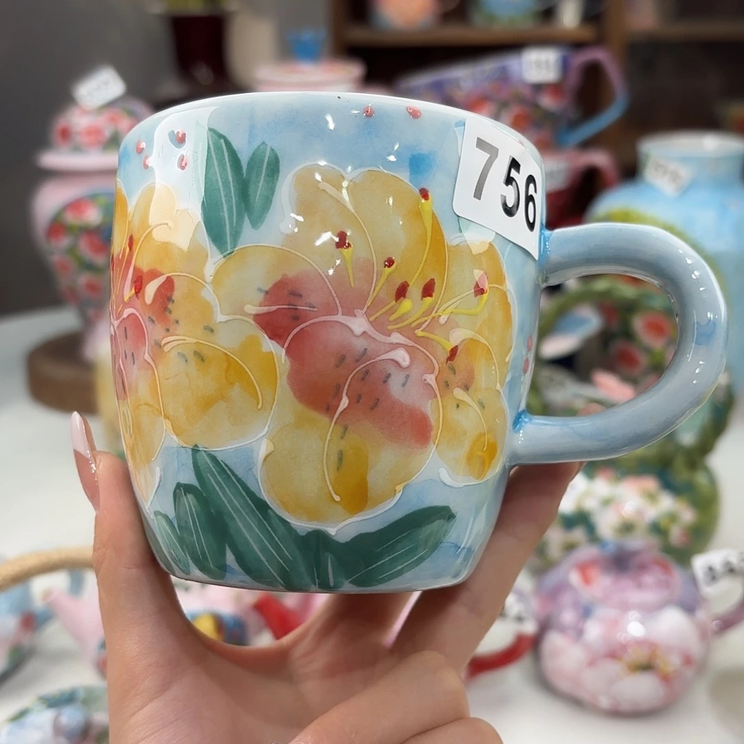 瓷片景德镇手绘高温釉下彩陶瓷茶具