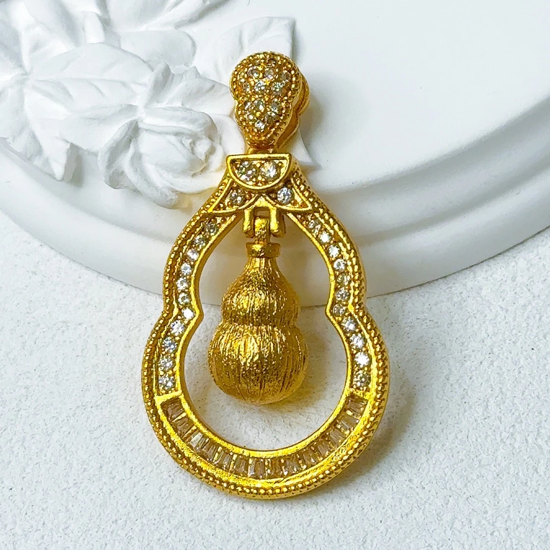 高定 葫芦拉丝镶边吊坠-470