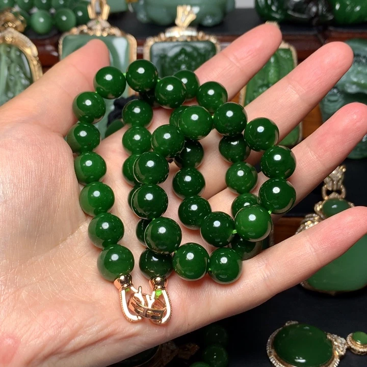 【闪购商品】和田玉（碧玉）未镶嵌项链深***天