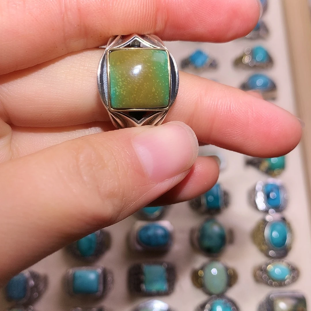 绿松石银S925镶嵌戒指