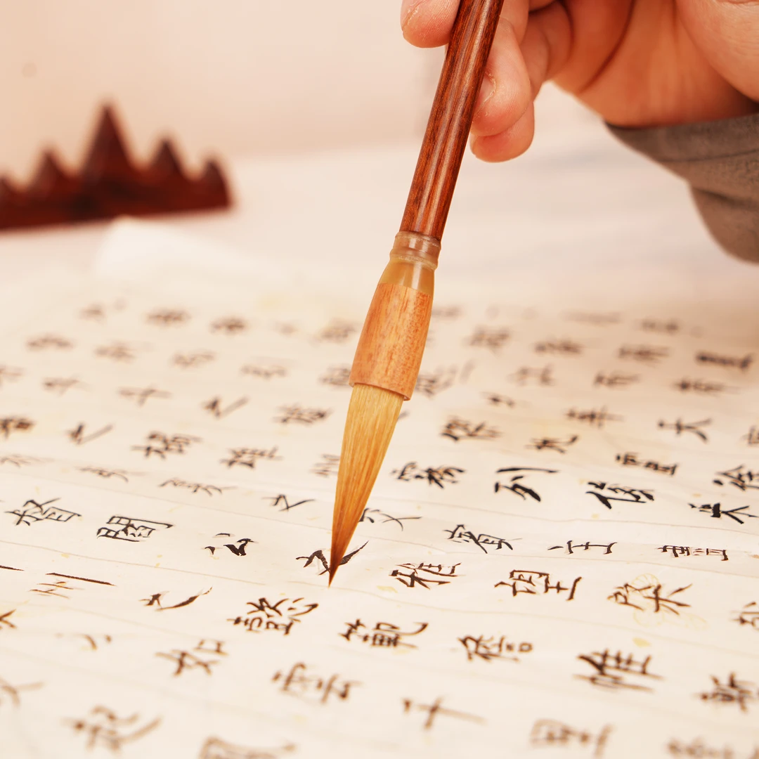 【南玄月】作品级 辽尾狼尾高货毛笔出峰3.9口径1.0毛笔红科檀黑檀