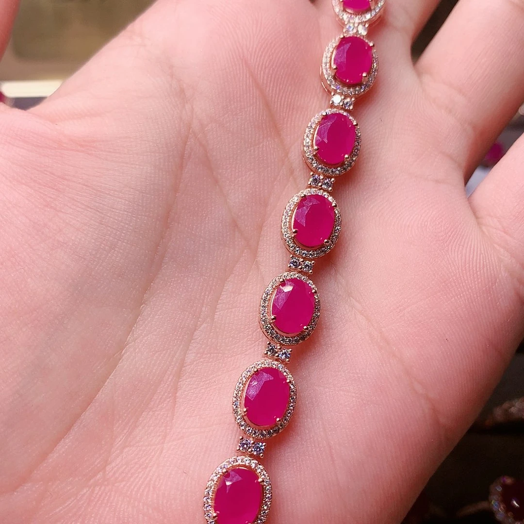 红宝石手链银S925镶嵌