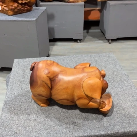 平***心木香樟木福猪手工雕刻