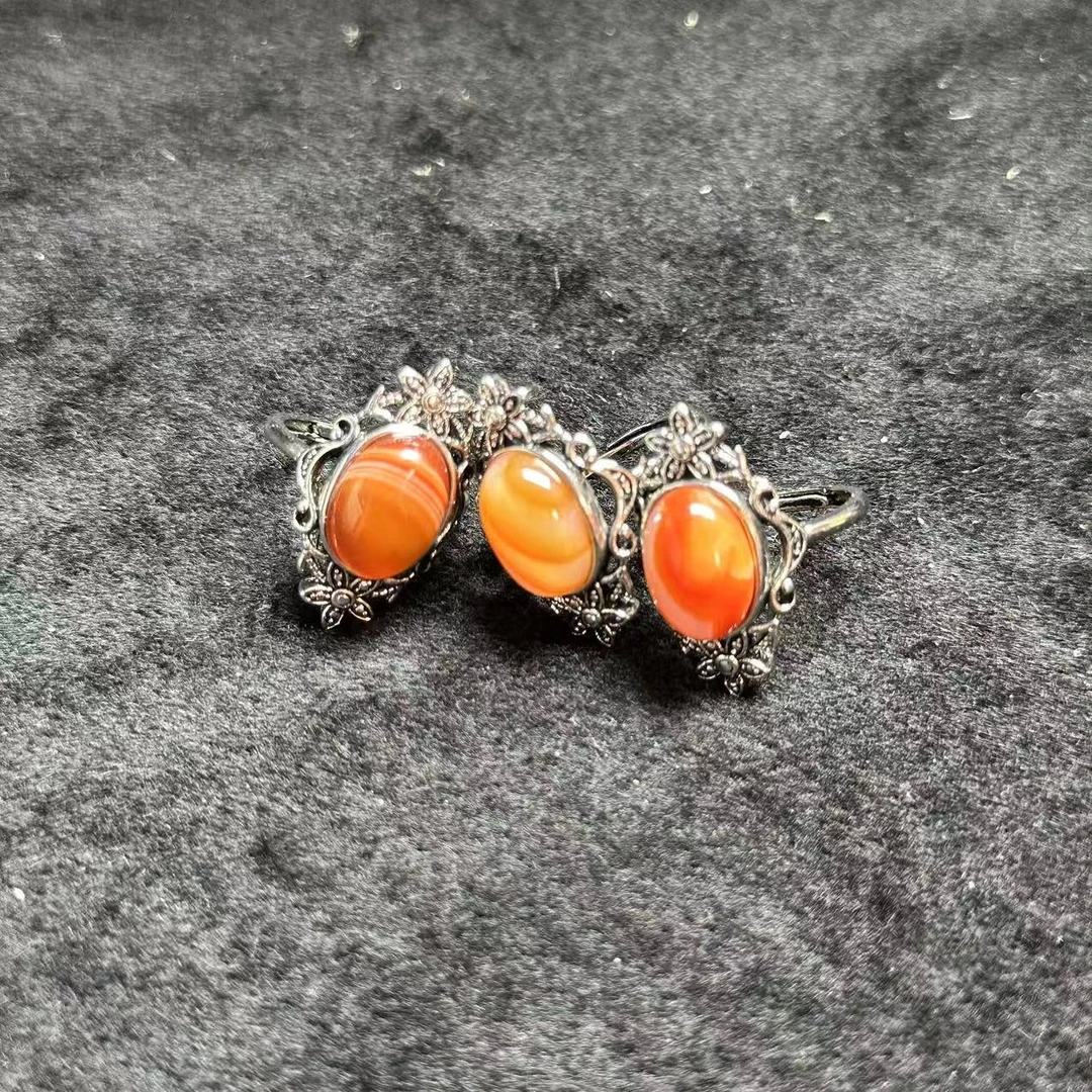 H050 天然玛瑙戒指（多样性发一件）尺寸14*10mm