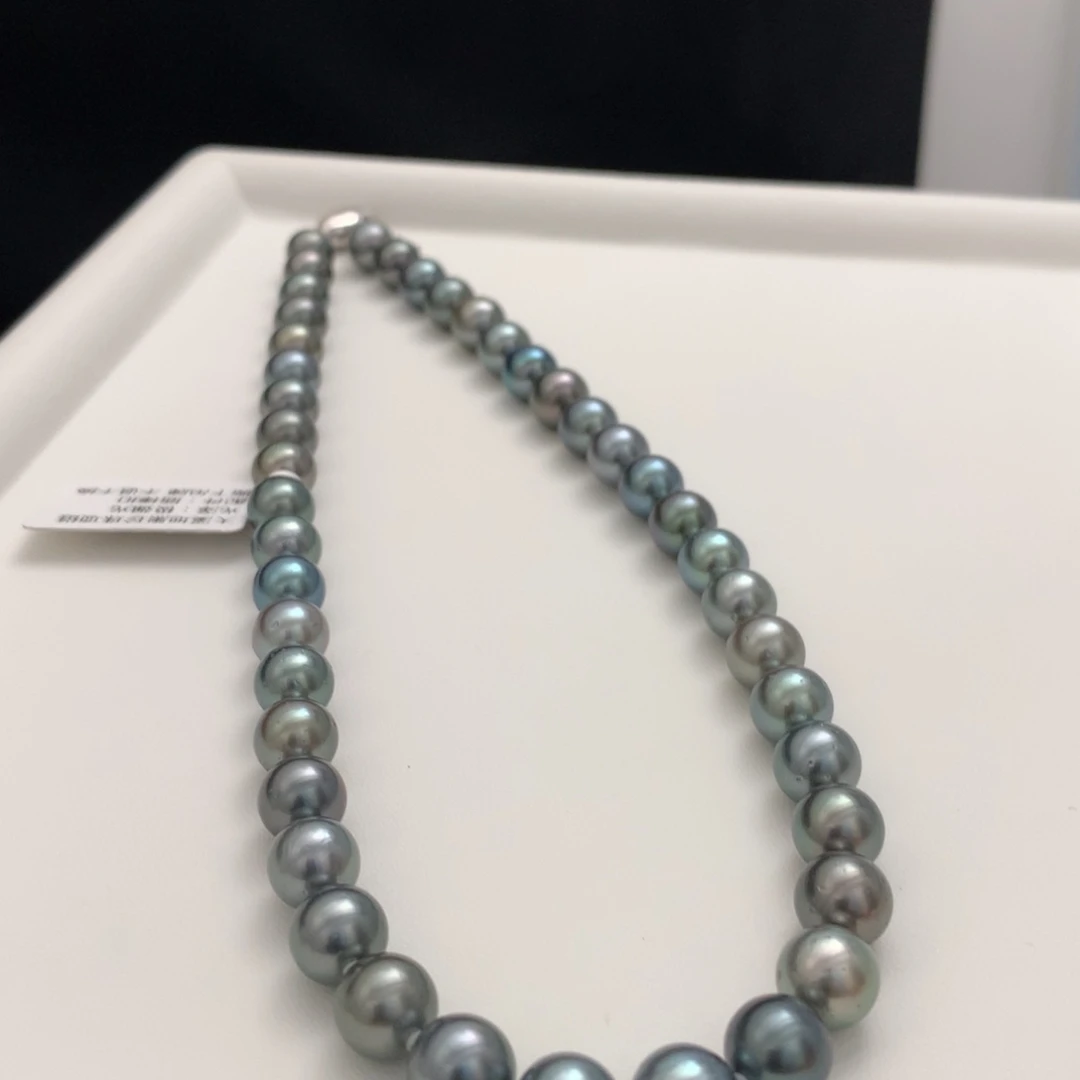 海水珍珠颈饰未镶嵌9-10mm黑珍珠项链