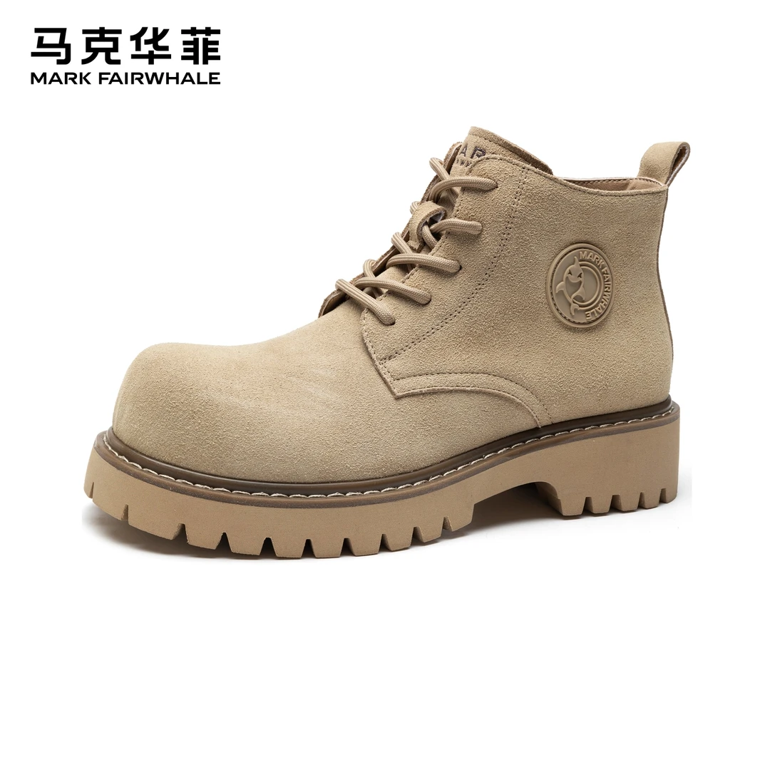 马克华菲马丁靴增高时尚男款2025新款复古皮靴工装靴琥珀流光