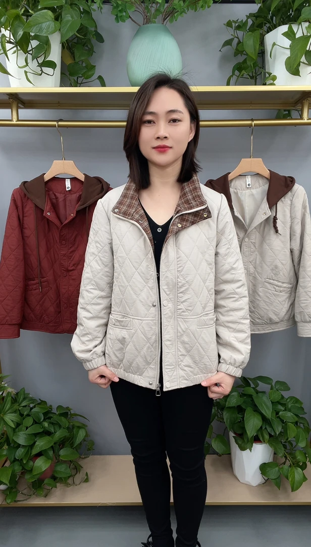 春季新款可立可翻格领外套  8806