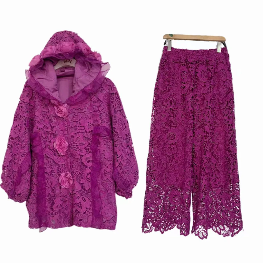 【水溶镂空刺绣外套时尚魅力款】款重工款风衣外套显瘦两件套