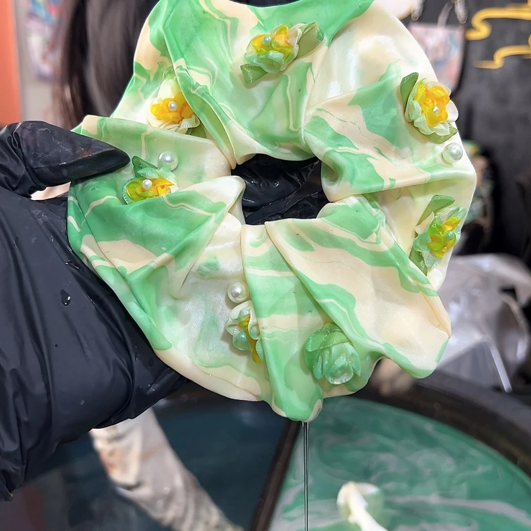 466小花发圈绿白