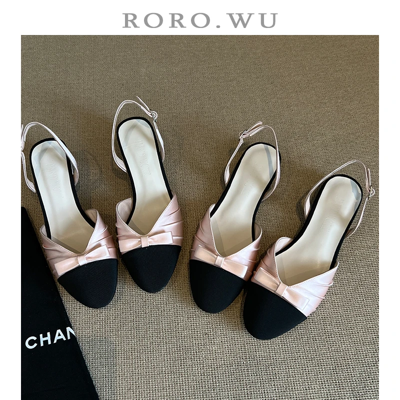 娆娆吴·真丝法式蝴蝶结减龄日常俏皮淑女气质凉鞋T110