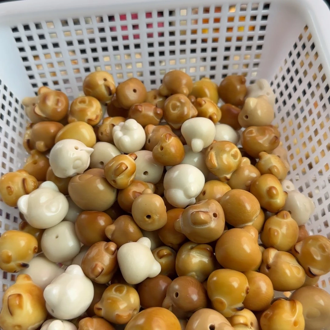 果***秤菩提根/象牙果手串微瑕牙果熊头132颗兜底福利（2.5一颗）