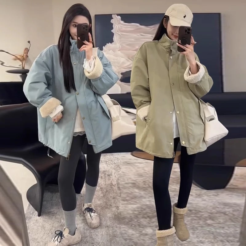 TUCANO/啄木鳥加绒加厚中长款棉衣外套女2024冬新款保暖毛毛上衣