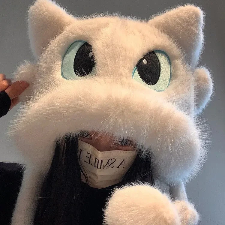 环影可爱无牙仔亲肤毛绒帽子女2025年冬季情侣款保暖显脸小雷锋帽