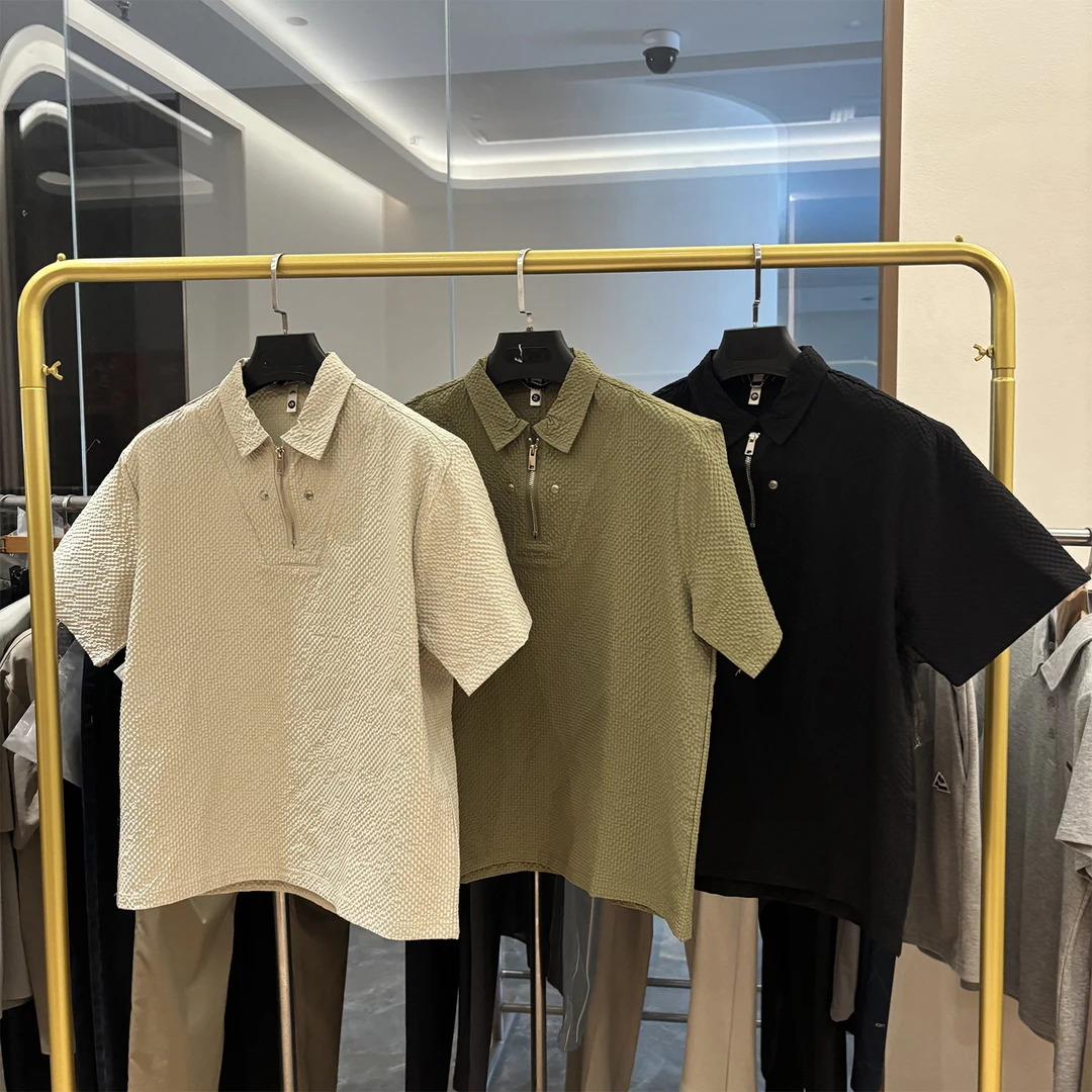 泡泡纱肌理！夏季新款轻盈透气户外工装时尚休闲翻领短袖POLO衫男