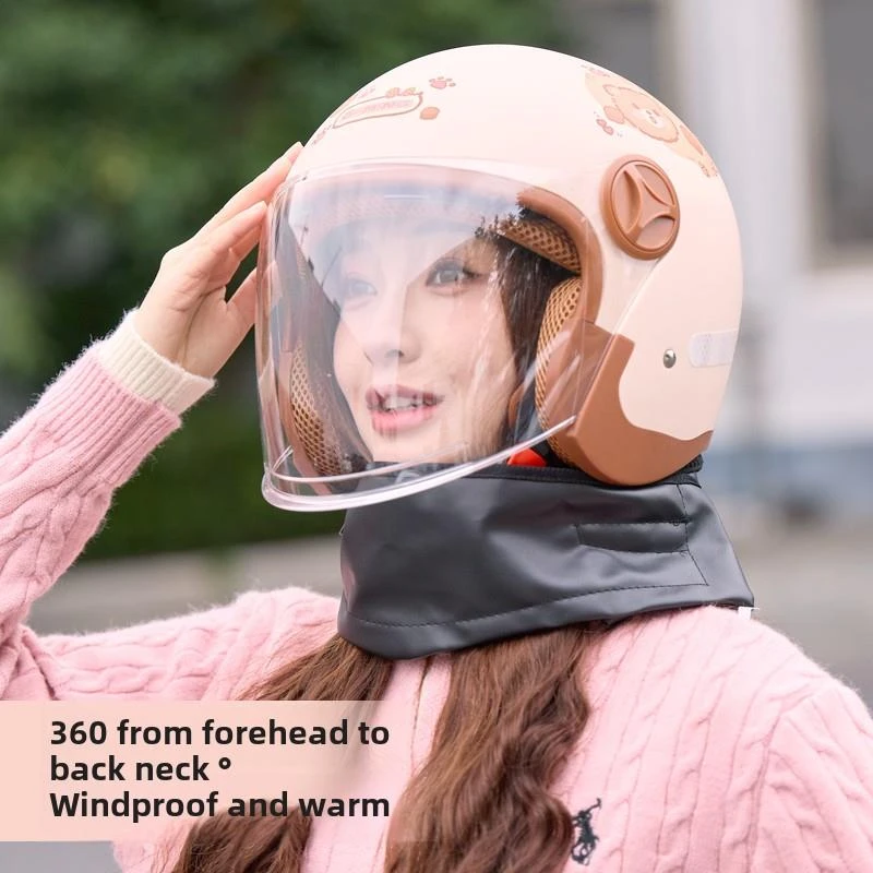 FAVMARTHA-3c认证头盔女士电动车秋冬保暖摩托车冬季新款电瓶车冬