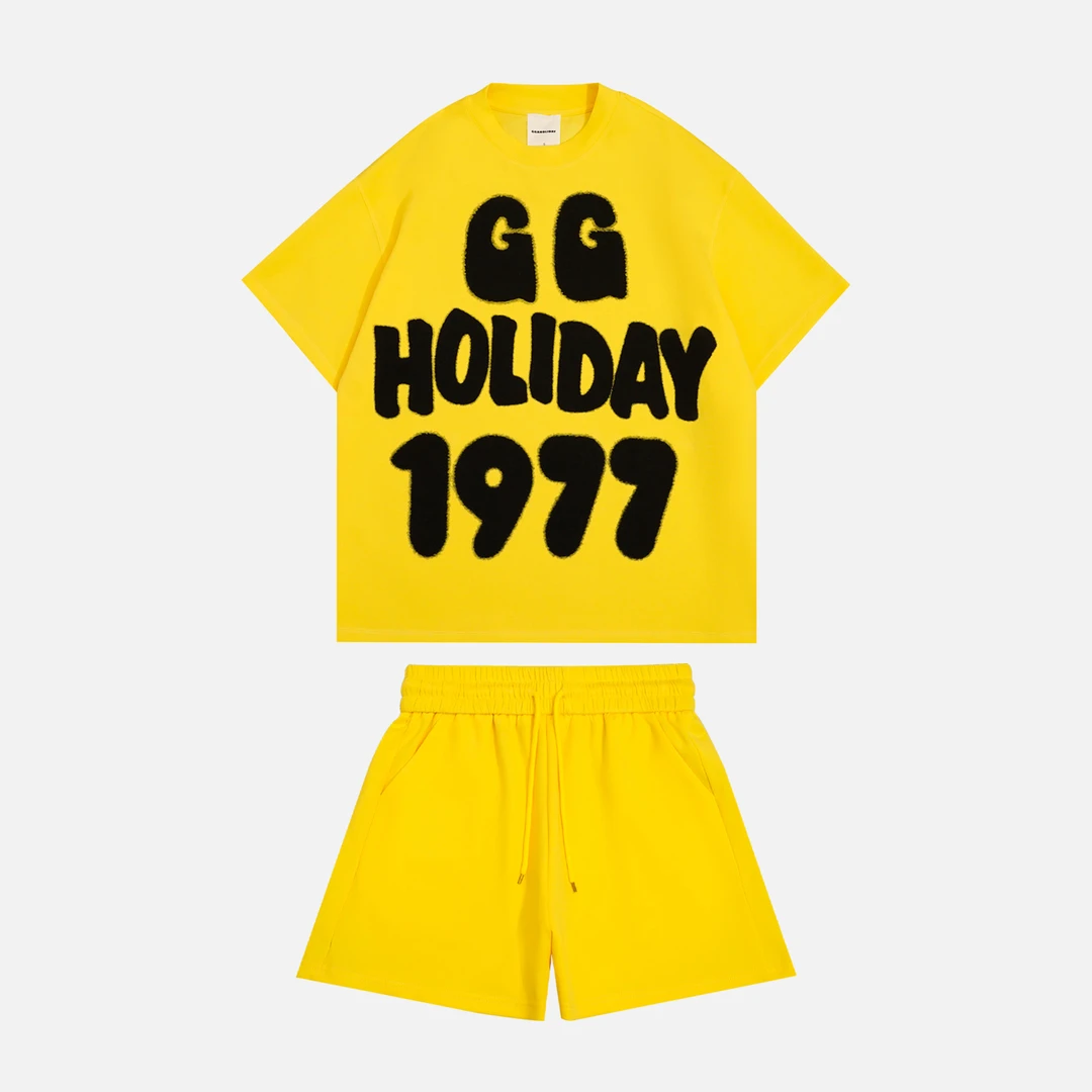 【上新】GGAHOLIDAY美式街头潮流休闲百搭显瘦短袖短裤套装-152530