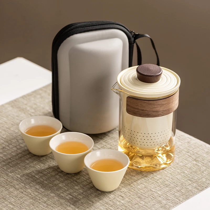 高档旅行茶具套装便携防烫手抓玻璃茶壶快客杯功夫伴手礼商务礼品