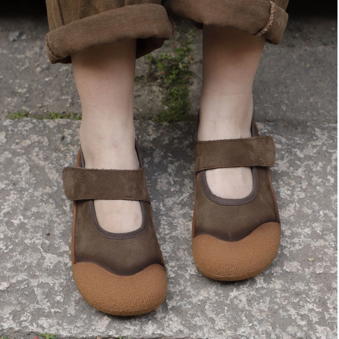 2025春夏新款丑萌休闲博肯鞋女魔术贴玛丽珍鞋小众百搭玛丽珍女鞋