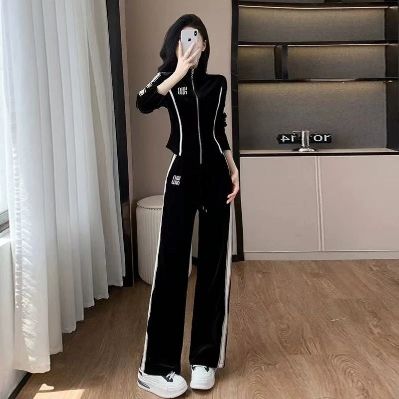 晨浠定制】深圳南油新款休闲长裤套装三色8812