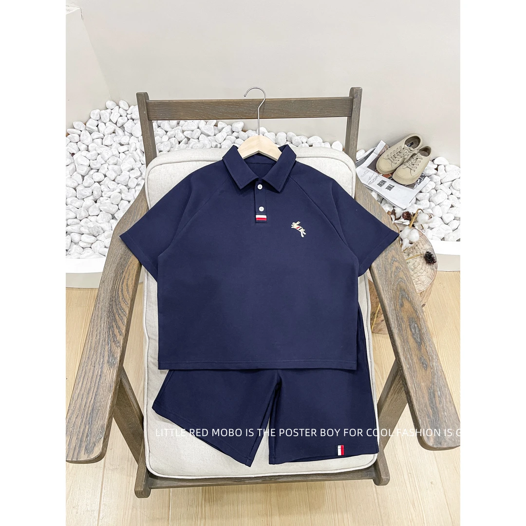 【现现】童装中大男儿童套装针织2025夏季休闲百搭两件套MMT822072