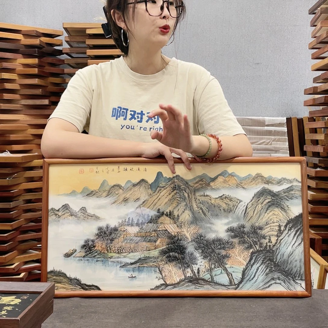 国画手绘带框尺寸：36*69