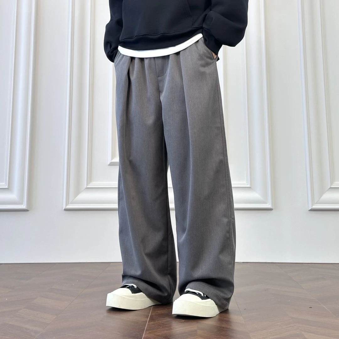 【C&H】2025秋季老钱慵懒西裤垂坠感阔腿直筒休闲高级感长裤HZ2600