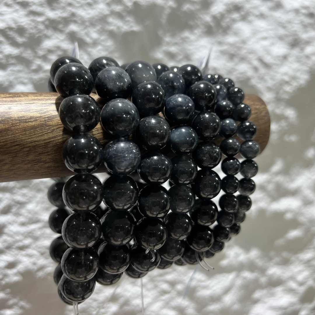 【晶澜月】W024天然水晶 魔鬼蓝蓝兔毛单圈手串多样性发其一