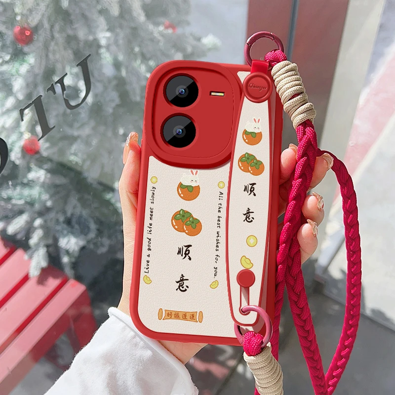 柿柿顺意适用vivoy37手机壳新款vivoy37m腕带挂绳硅胶全包保护套