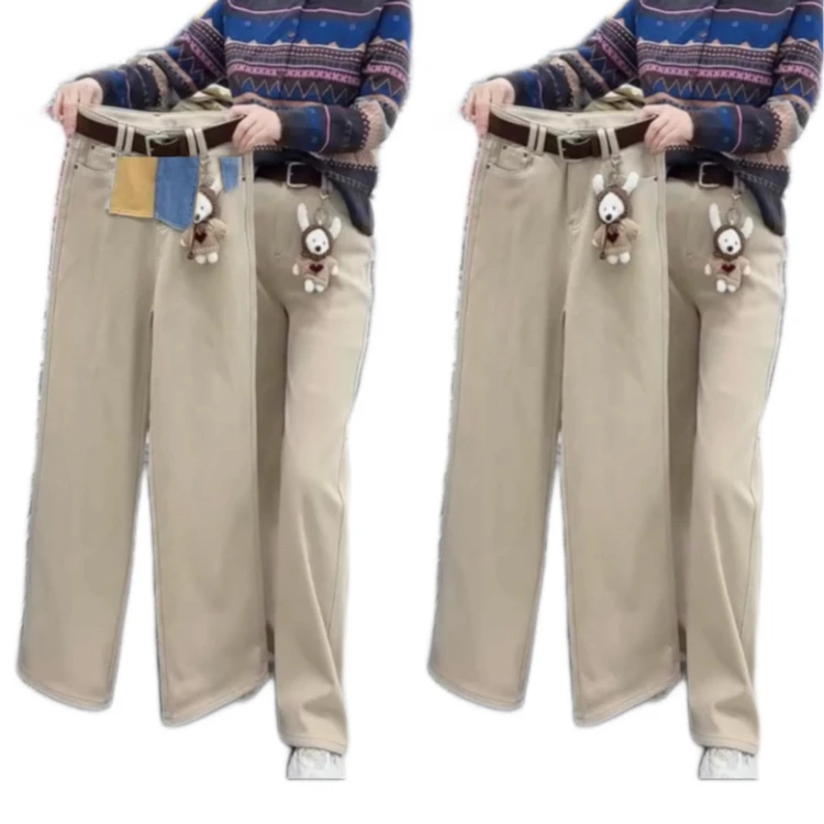 139款加绒牛仔直筒裤